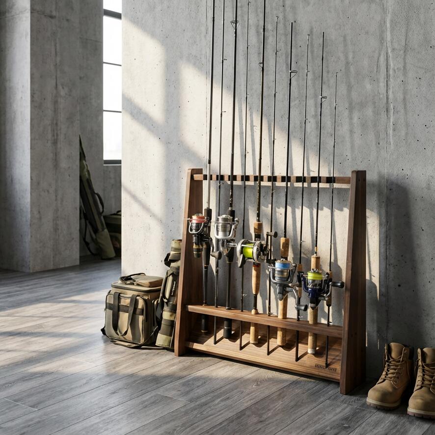 楽天市場】月間優良ショップ連続受賞 WOODWORKS ロッドスタンド 10本掛