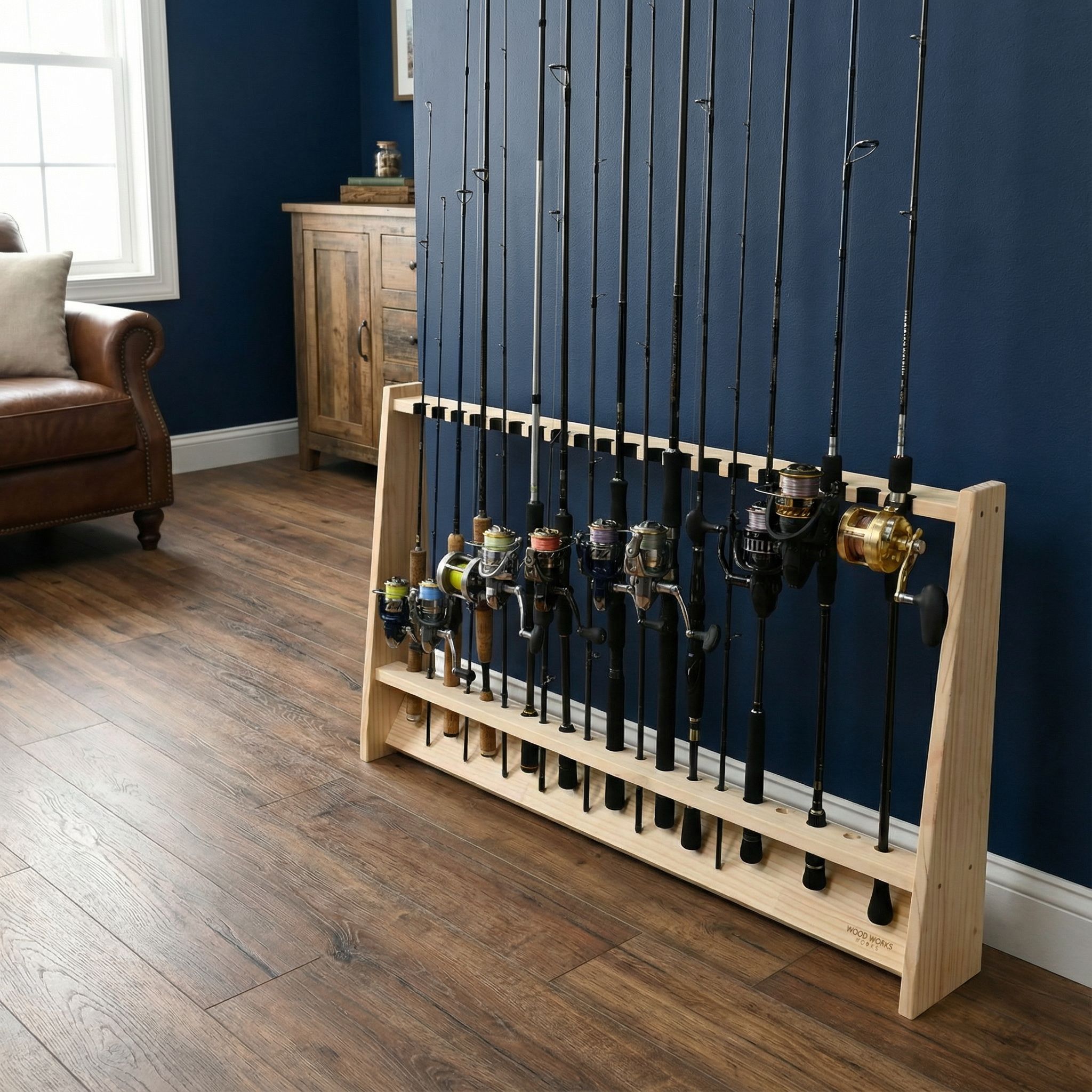 楽天市場】月間優良ショップ連続受賞 WOODWORKS ロッドスタンド 20本掛