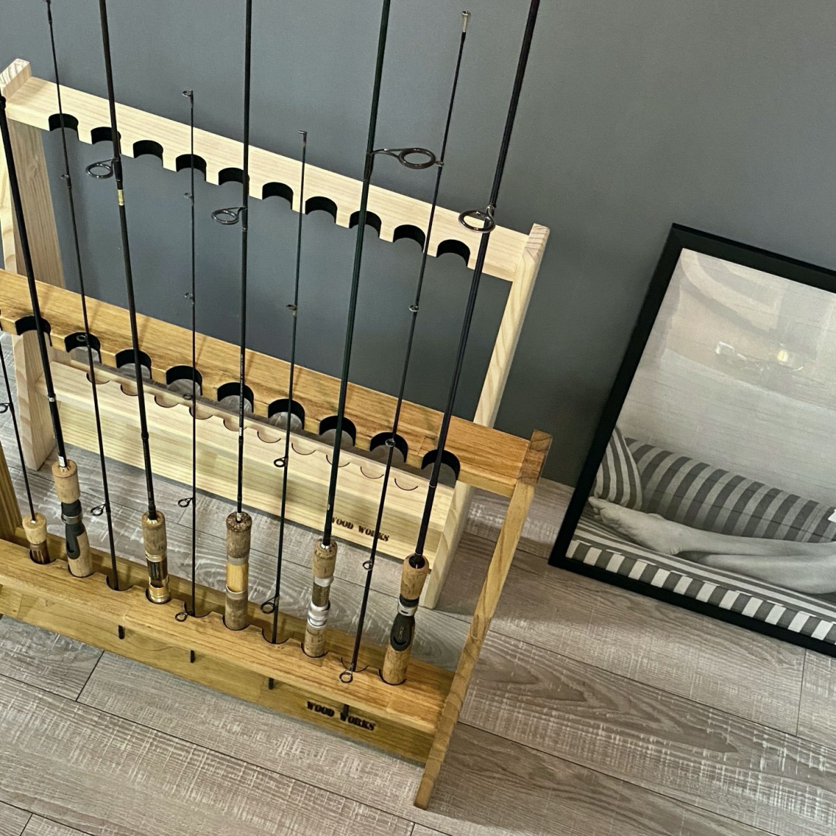 楽天市場】月間優良ショップ連続受賞 WOODWORKS ロッドスタンド 10本掛