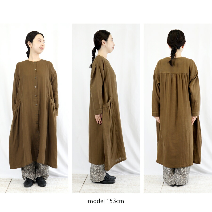 楽天市場】Wガーゼデザインポケットワンピース M.M.O. ダブルガーゼ