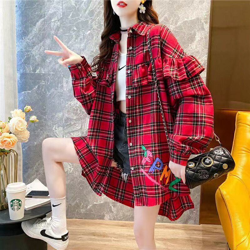 楽天市場】シャツ レディース 春夏 ゆったり チェック柄 アウター 長袖