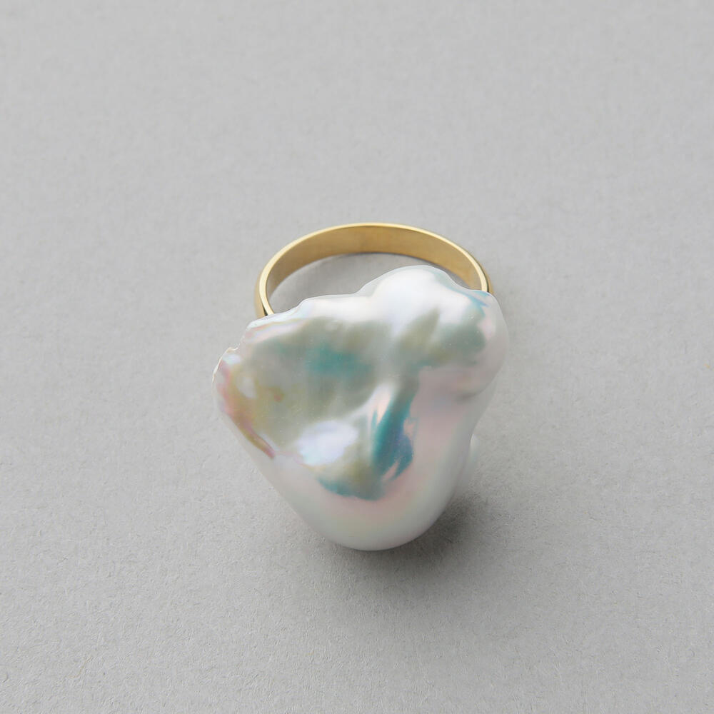 楽天市場】《Unique+ 》淡水真珠 リング 20mmUP K18YG バロック パール