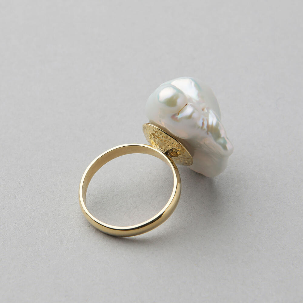 楽天市場】《Unique+ 》淡水真珠 リング 20mmUP K18YG バロック パール