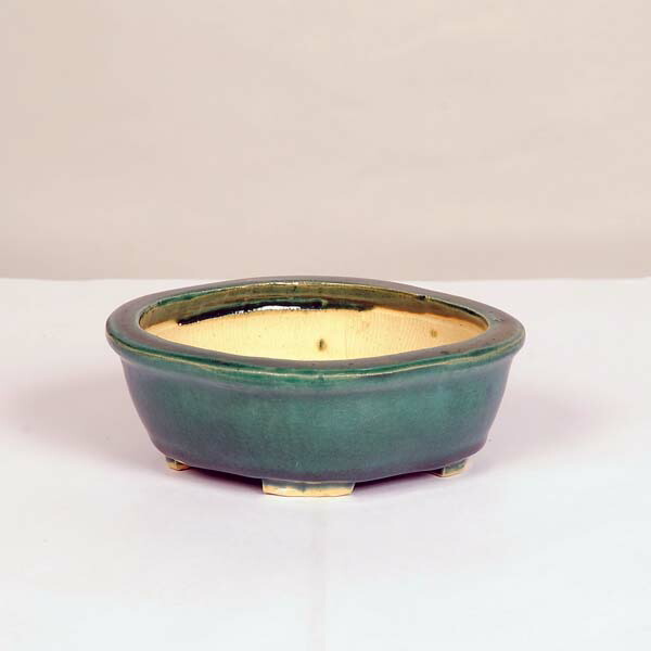 736.平安虹泉 梨皮紫泥隅角段足長方 盆栽鉢 植木鉢 9.4*7.6*4cm 盆栽鉢 紫泥外縁隅切額面長方鉢 植木鉢 中国鉢 張氏製陶 落款あり 18号