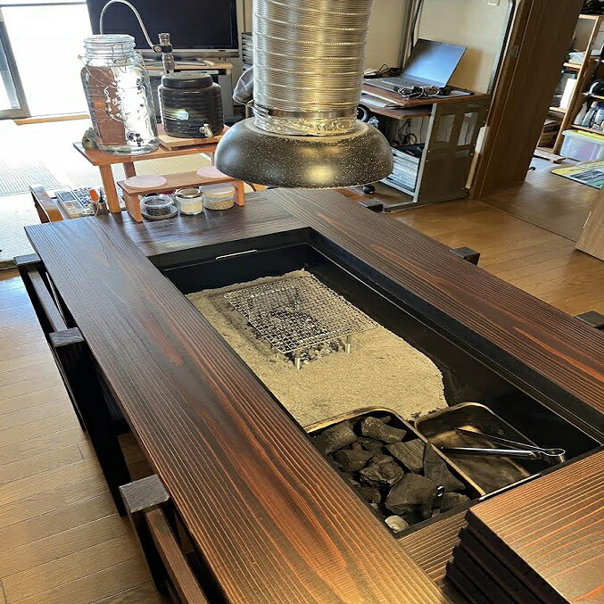 楽天市場】【灰 五徳セット】ダイニング囲炉裏テーブル 3点セット