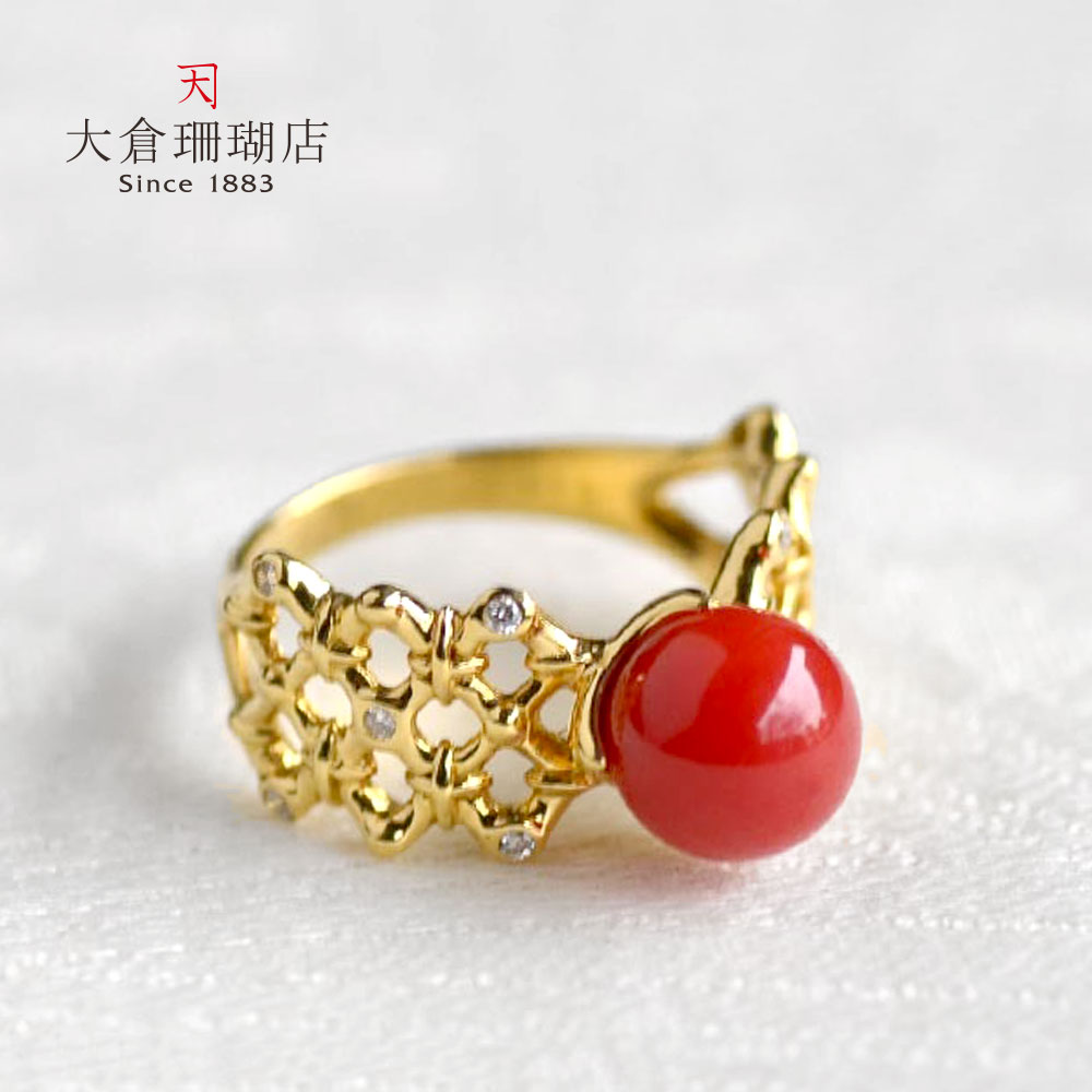 楽天市場】血赤珊瑚 リング 指輪 18金 K18 ダイヤ サンゴ さんご 丸珠