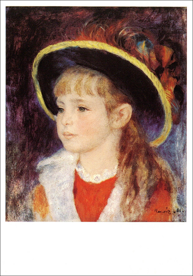 楽天市場】ポストカード アート ルノワール「青い帽子の少女」105