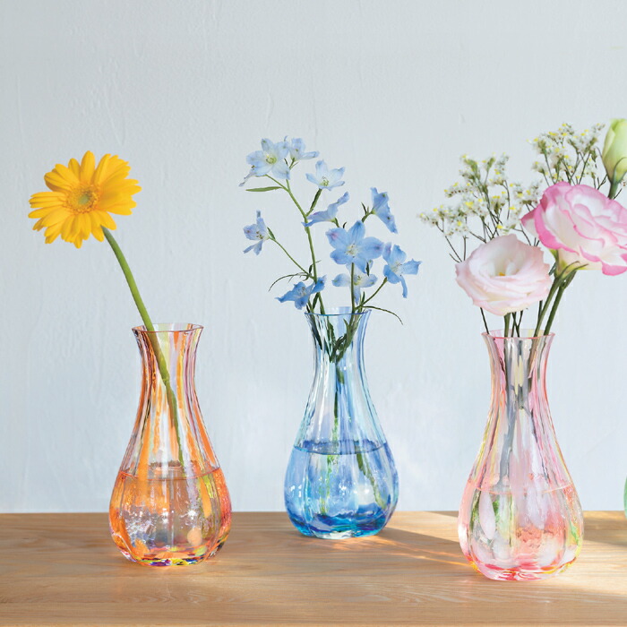 楽天市場】津軽びいどろ 花瓶 花入れ 花ひかり 硝子花器 選べる4色