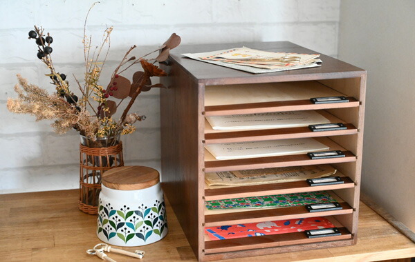 楽天市場】書類ケース 木製 a4 引き出し『木製卓上6段スライド式書類