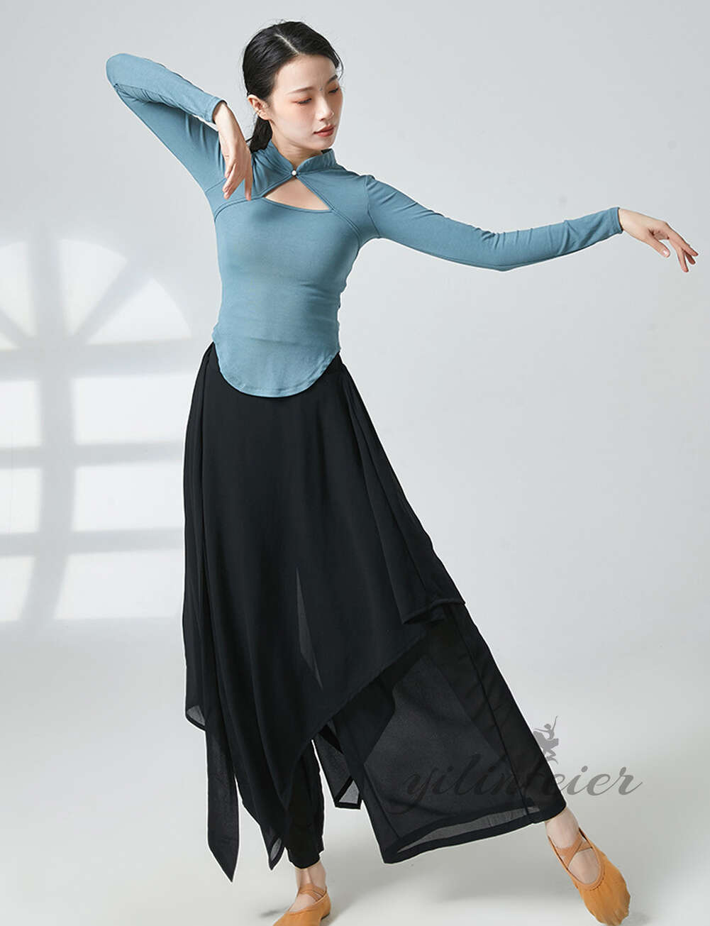 楽天市場】ダンス練習着 バレエ トップス チーパオ風襟 長袖