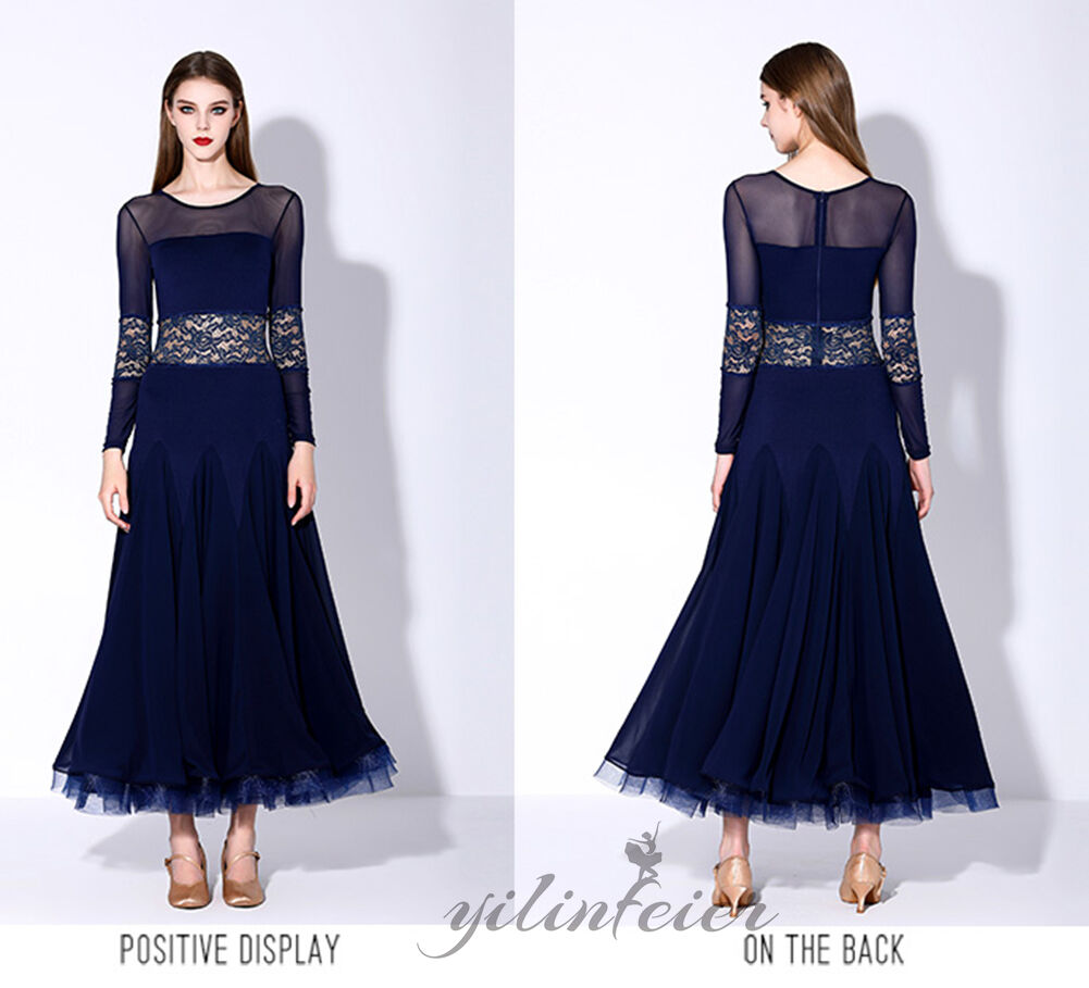 楽天市場】社交ダンスドレス 社交ダンス衣装 紺色レースと合わせ