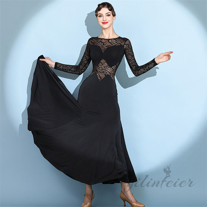 楽天市場】【半額割引】社交ダンス ドレス 社交ダンス衣装 黒レース