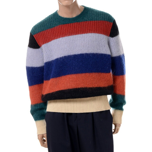 楽天市場】マルニ (Marni) ボーダーセーター モヘア ブルーオレンジ