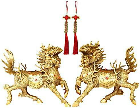 楽天市場】【20%OFFクーポン〜】麒麟 置物 招財 一対 銅製 風水グッズ