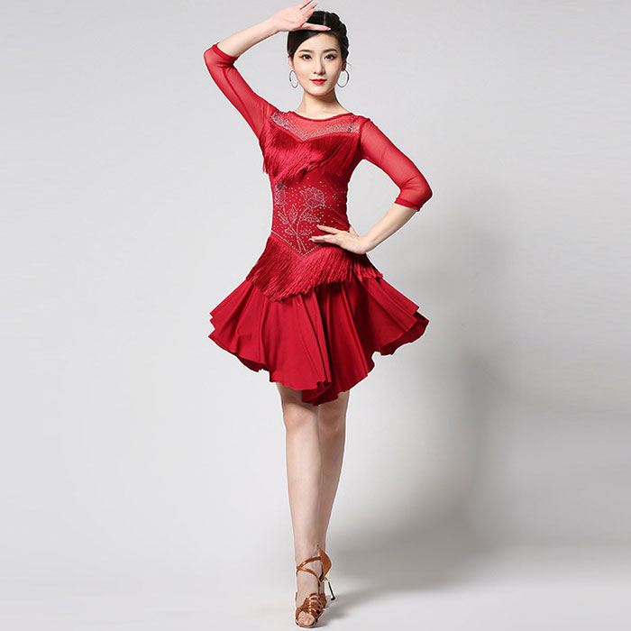 楽天市場】フリンジ ラテンドレス 全3色 社交ダンス ラテン ダンス