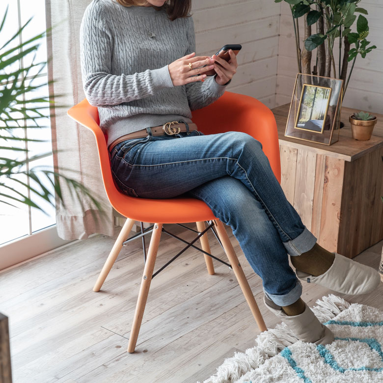 楽天市場】アームチェア 2脚セット オレンジ ブラック ホワイト