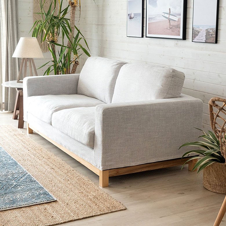 楽天市場】ソファ 2人掛け 木製 ファブリック カバーリング W 181 × D