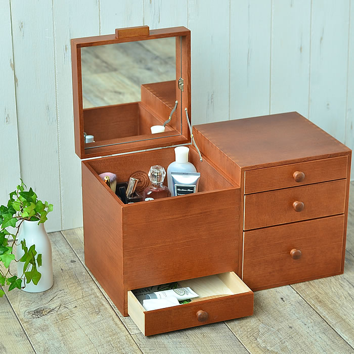 楽天市場】メイクボックス ツガの化粧ボックス 木製 置き型 化粧品