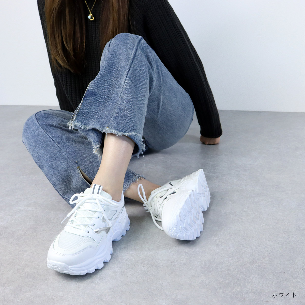 楽天市場】スニーカー レディース 白 厚底 歩きやすい ダッド