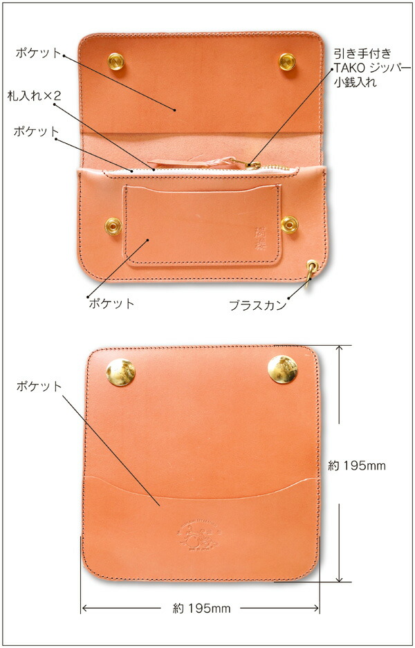 楽天市場】革蛸謹製 トラッカーウォレット TYPE-G 隅櫻 : オリジナル