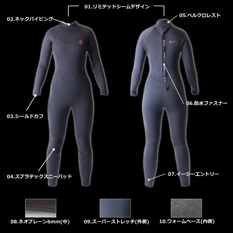 楽天市場】ZEAK(ジーク) セミドライウェットスーツ 女性用 レディース