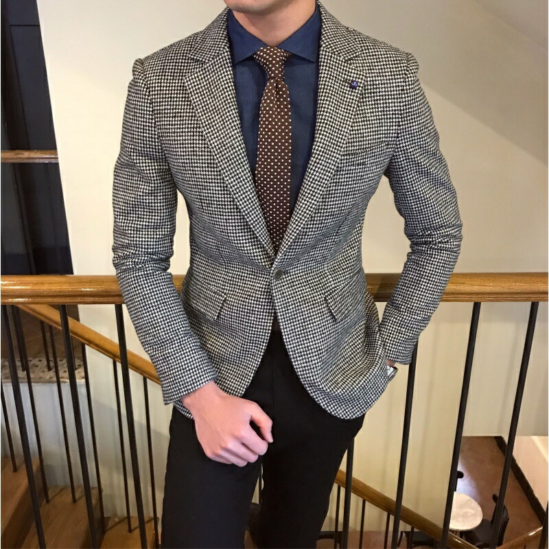 楽天市場】レトロ 千鳥格子柄 2Bテーラードジャケット 2色 メンズ