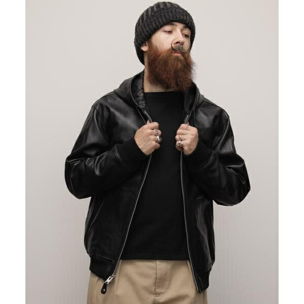 楽天市場】LEATHER FULLZIP PARKA／レザー フルジップ パーカー