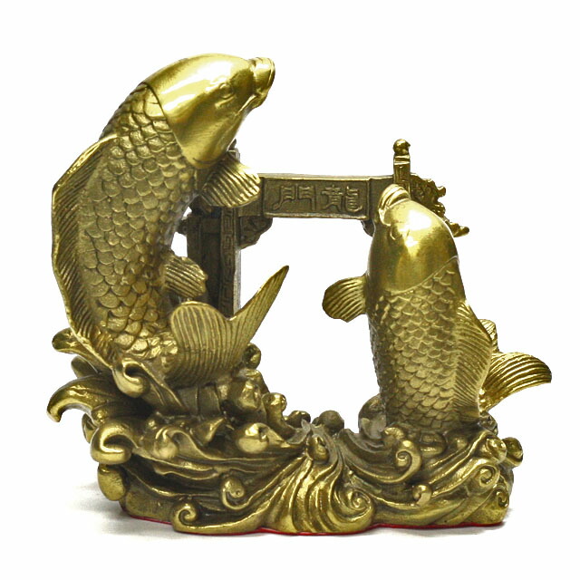 楽天市場】登龍門の鯉 置物 風水 龍 鯉 銅製 大サイズ最大幅約12cm