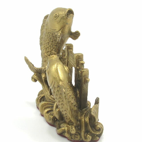 楽天市場】登龍門の鯉 置物 風水 龍 鯉 銅製 最大幅約7．5cm 昇り