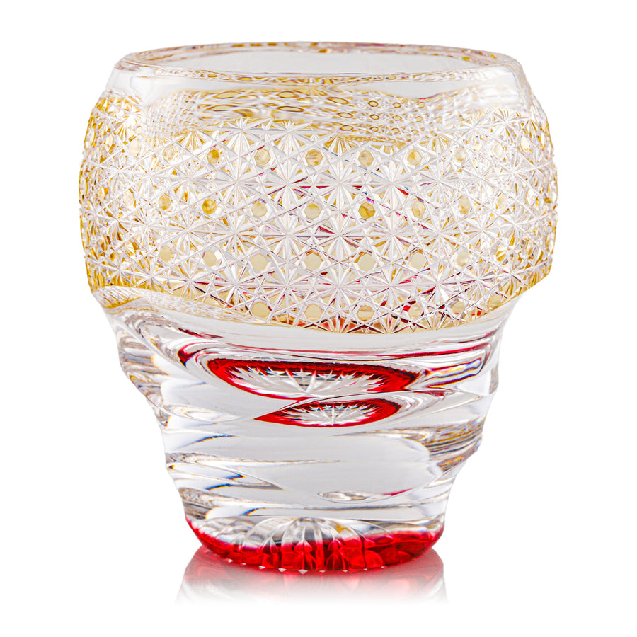 ガラス専門店｜江戸切子｜鍋谷 聰｜ロック百潮 黄＋金赤 – TSUCHI-YA