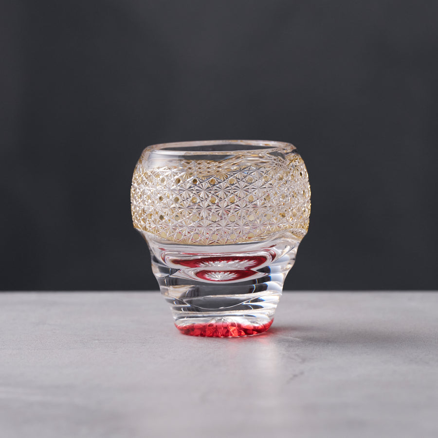 ガラス専門店｜江戸切子｜鍋谷 聰｜ロック百潮 黄＋金赤 – TSUCHI-YA