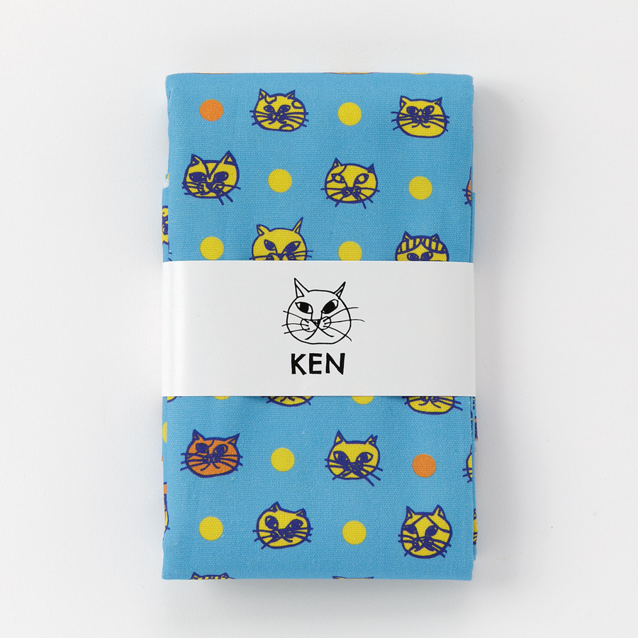 商品ページ｜生地 KEN ねこドット/ブルー カットクロス 布 切り絵
