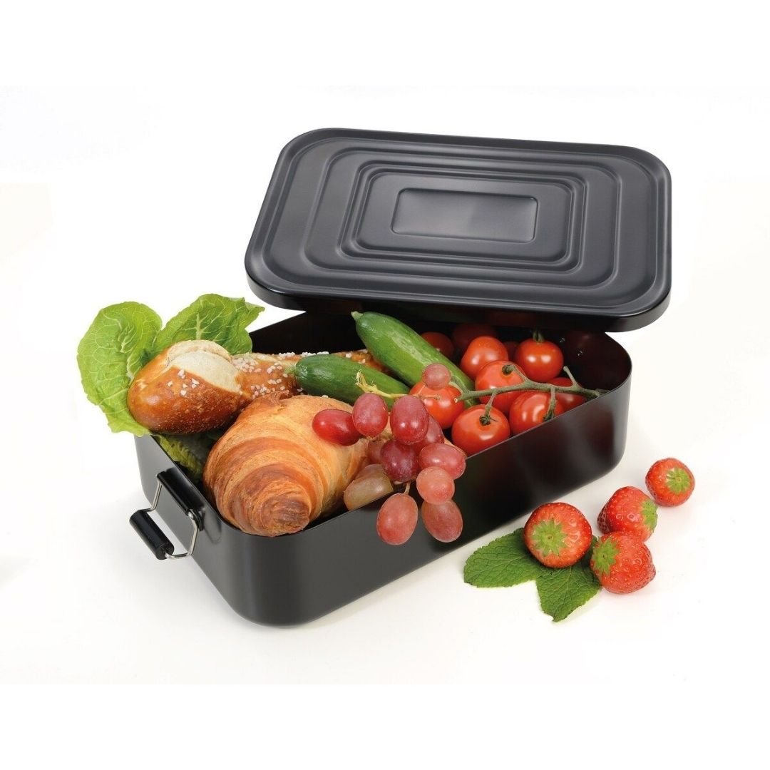 Troika Aluminum Lunch Box XL Classic Clip Lock Design Black