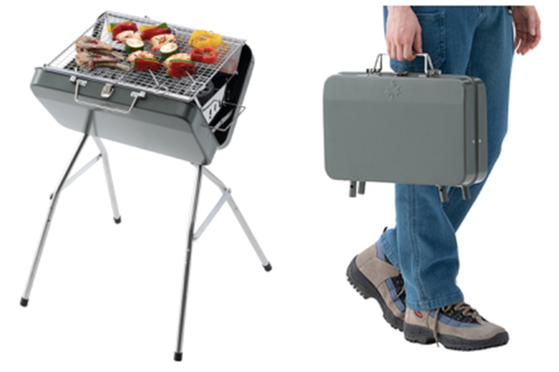 ケースを開くだけですぐBBQ「グリルアタッシュ・ハイポジション M