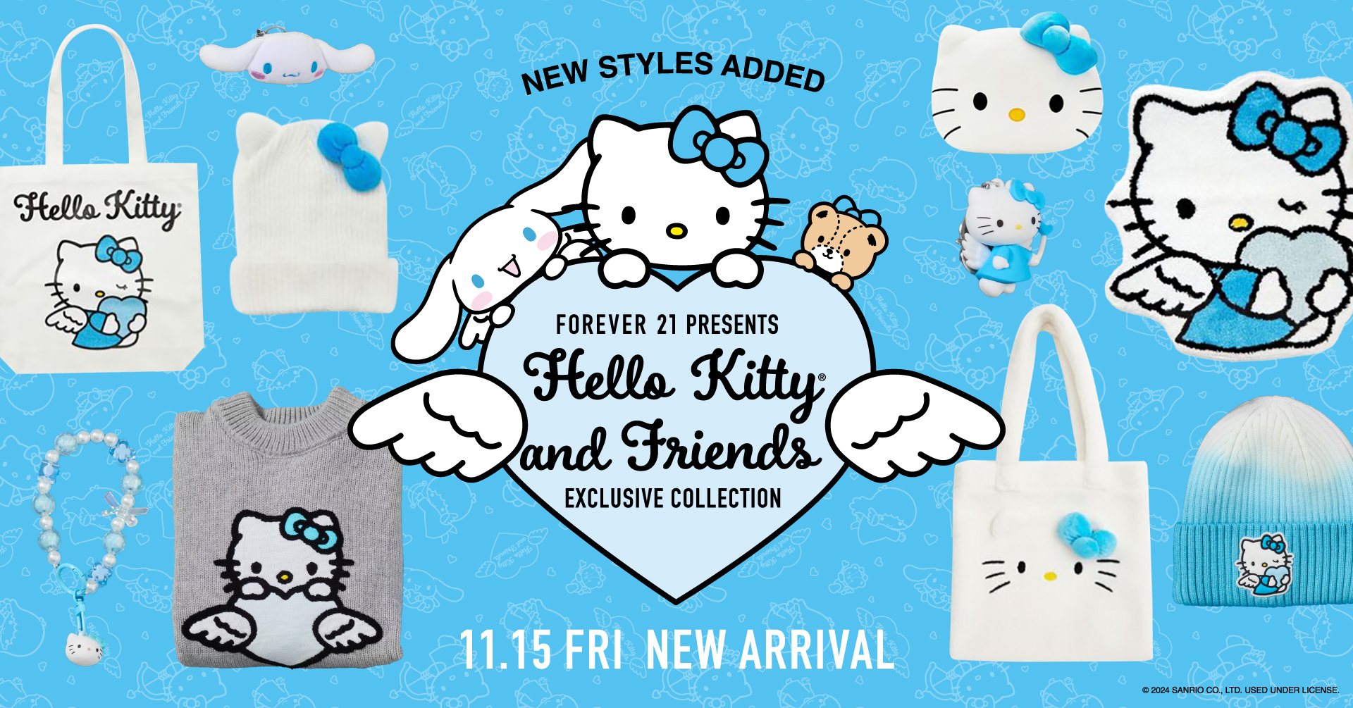 キティ＆シナモンが天使に。FOREVER 21、本国「ブルーエンジェル」の