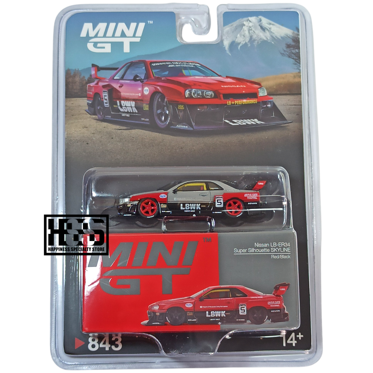 Mini GT Nissan CHASE LB-ER34 Super Silhouette Skyline Red Black