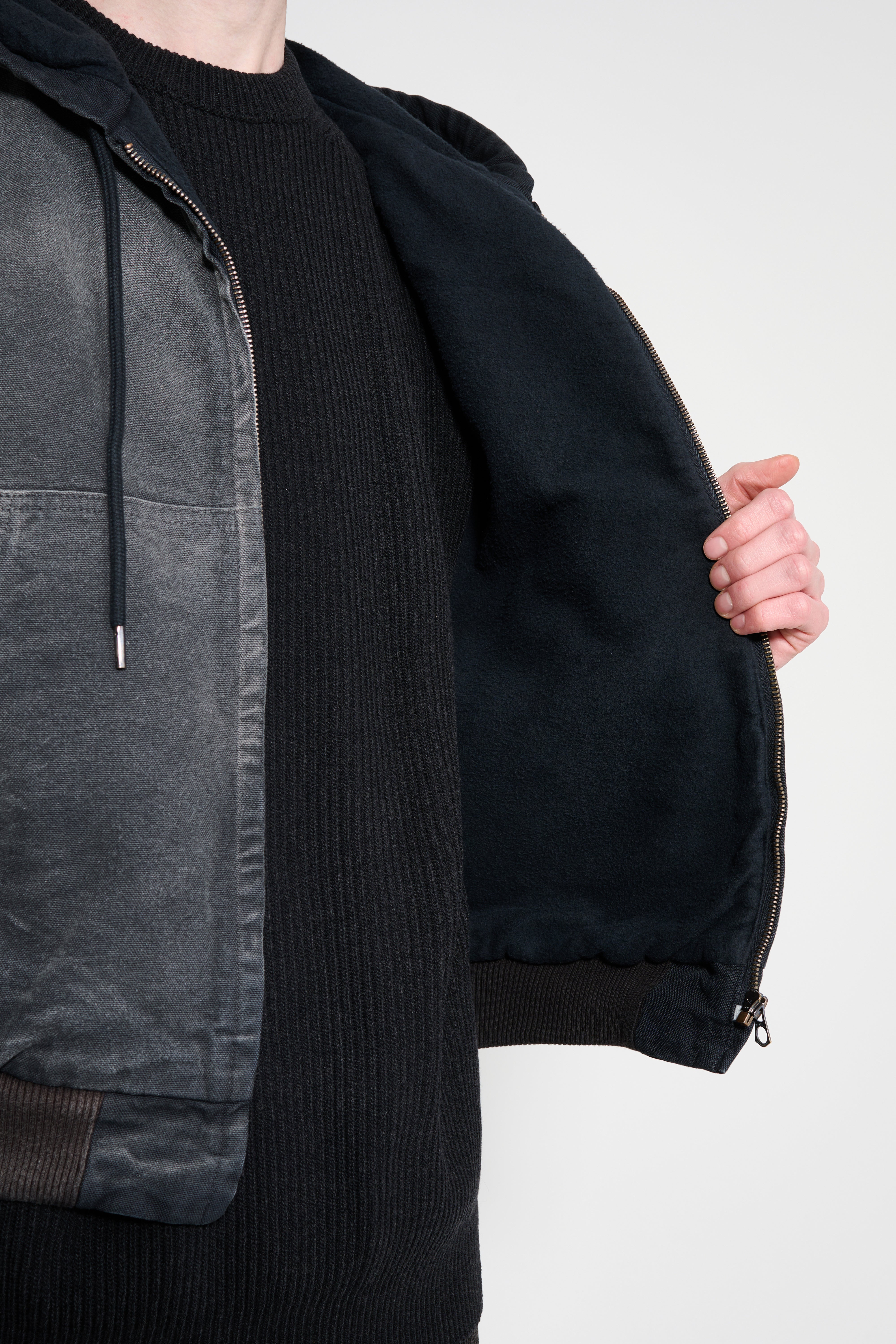 Auralee Product Dyed Organic Cotton Duck Short Zip Parka Faded