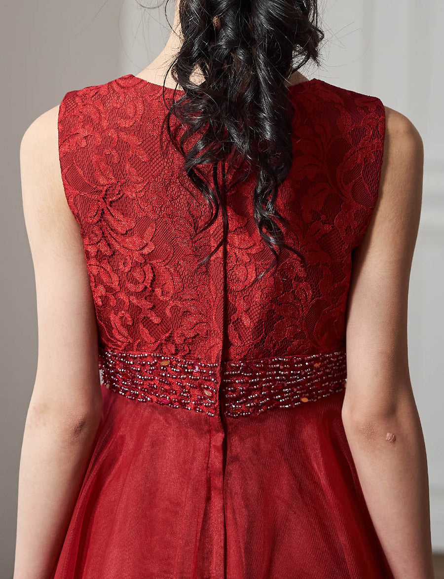 小中学生 コンクールドレス・発表会ドレスにお薦めレッドロングドレス