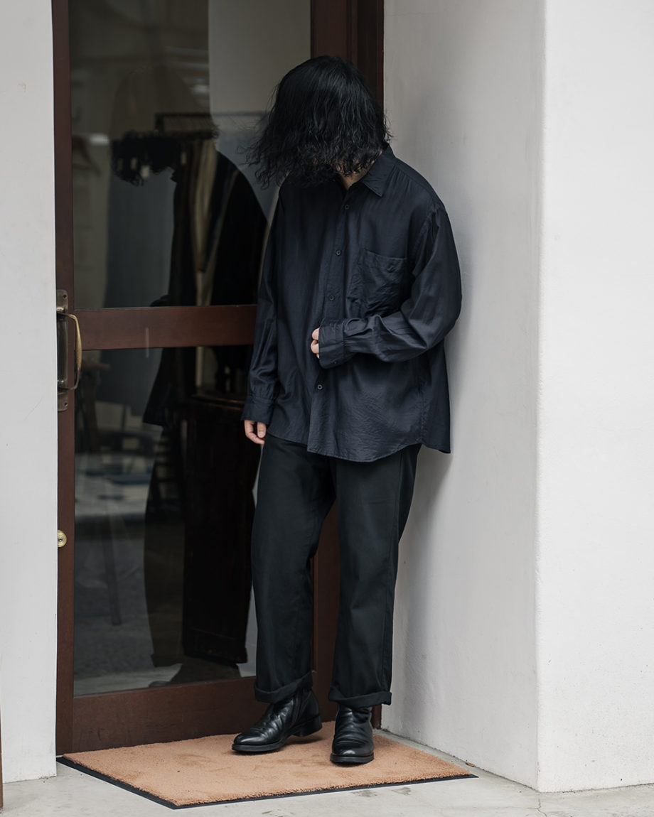 COMOLI -ウールシルク スキッパーシャツ, コモリシャツ, プルオーバー