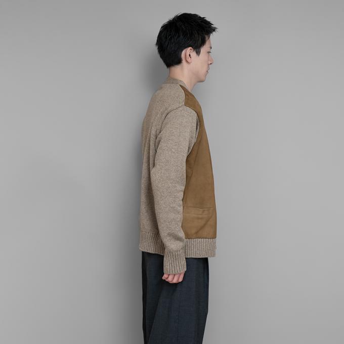 A.PRESSE / Cashmere Suede Combination Cardigan (Beige) | twelve
