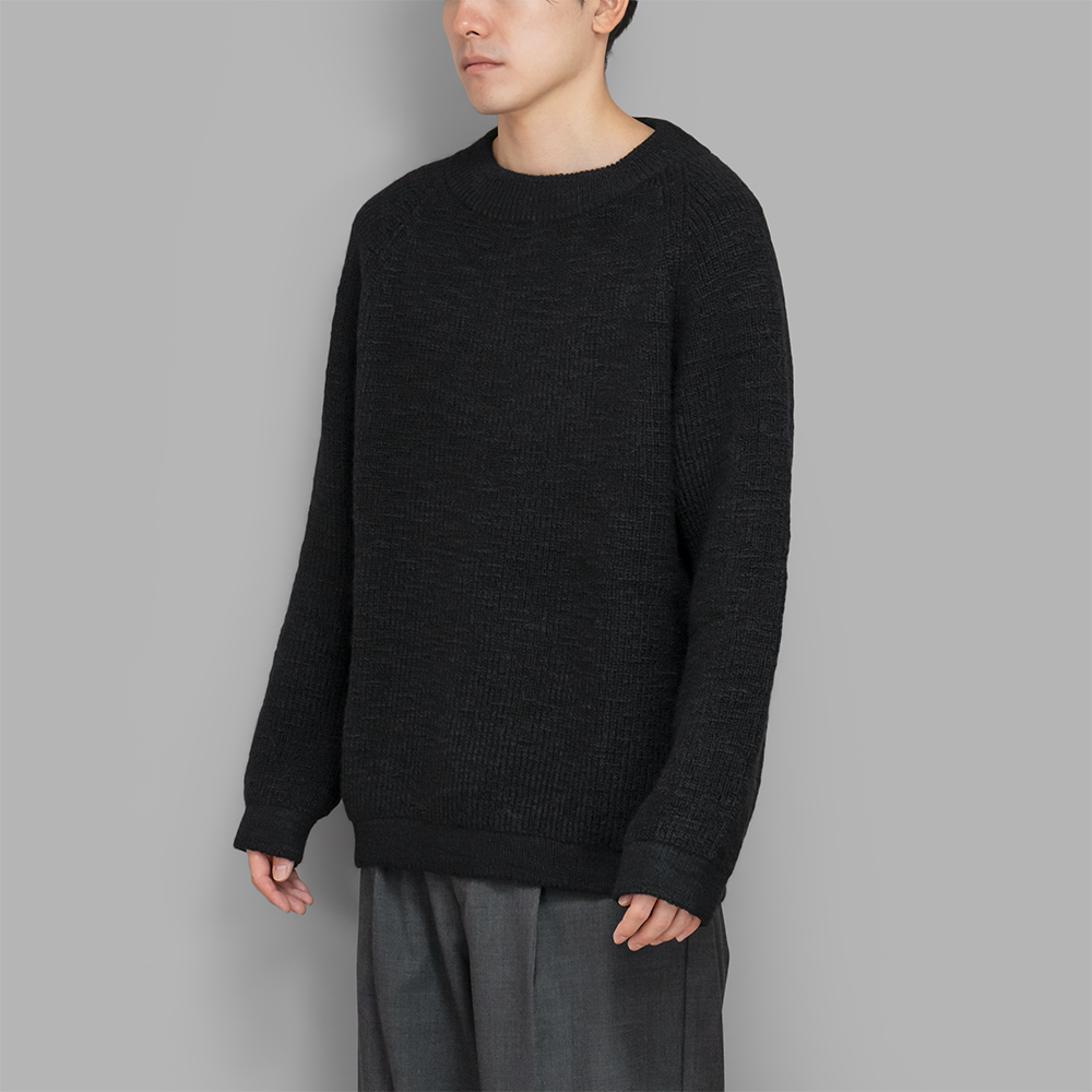 MITTAN / ウルグアイスラブNMウールセーター (黒) | twelve