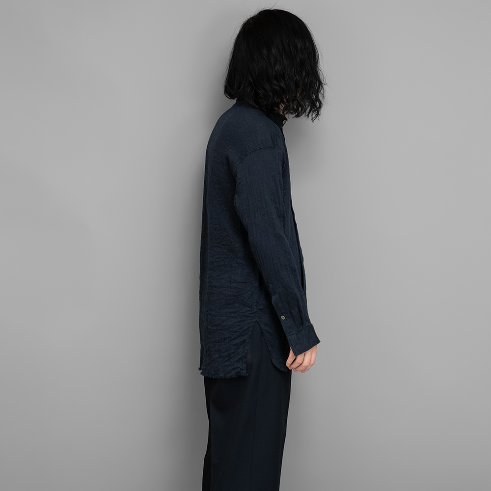 山内 / コットンキュプラ・ランダムシャドーストライプシャツ (Navy