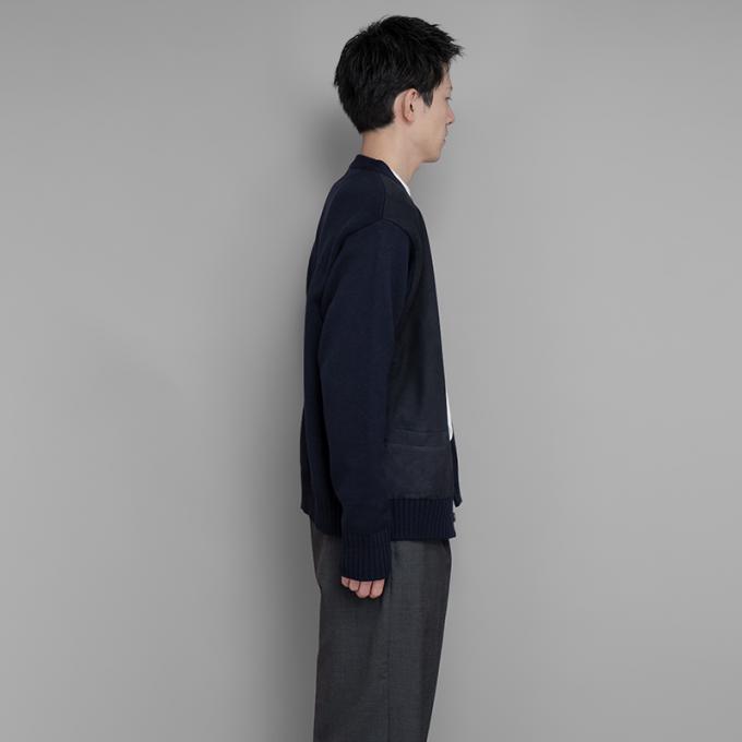 A.PRESSE / Cashmere Suede Combination Cardigan (Navy) | twelve