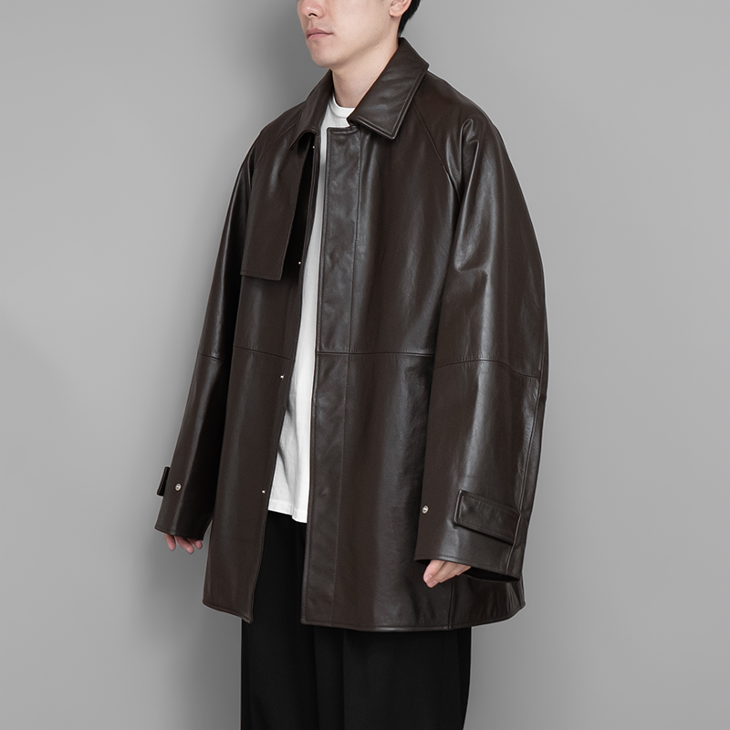ssstein / Leather Half Coat (Dark Brown) | twelve