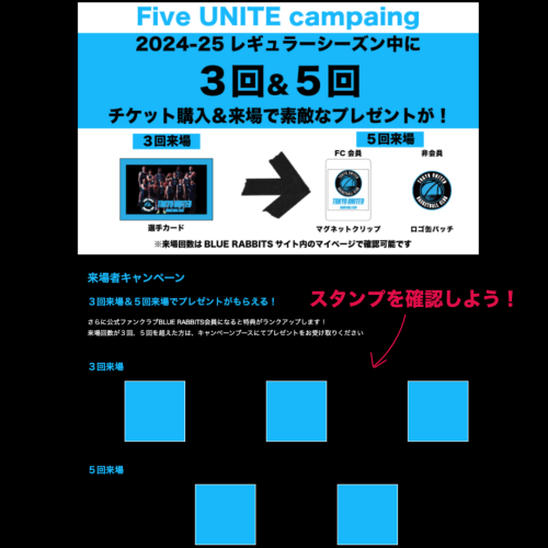 2024-25シーズン来場特典「5ユナイトキャンペーン」実施のお知らせ