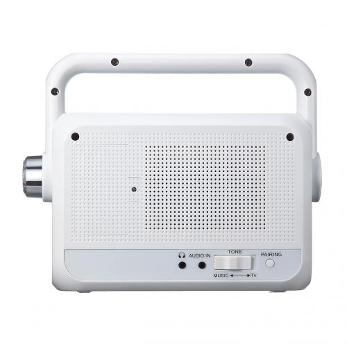 ワイヤレス手元スピーカー 充電式 最大25m ホワイト 400-SP064W/YK