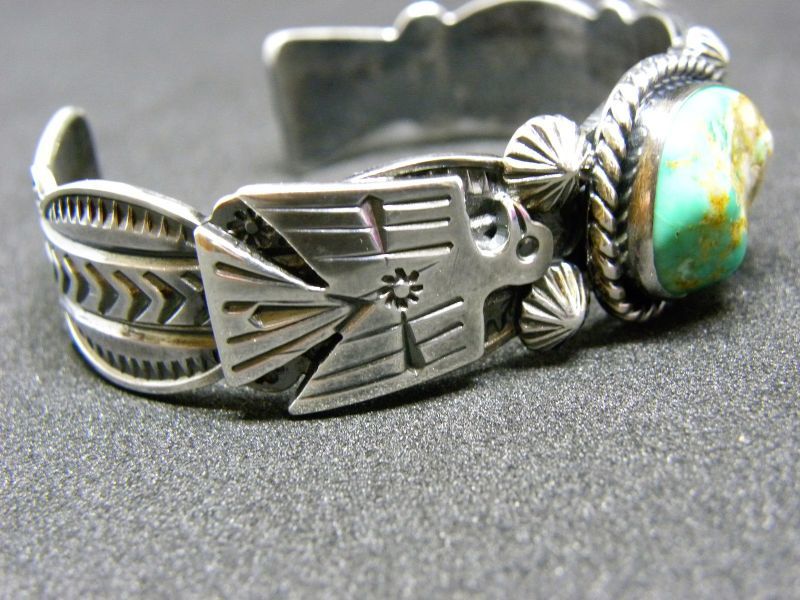 天然ターコイズシルバーバングル【送料無料】【現地買付け品