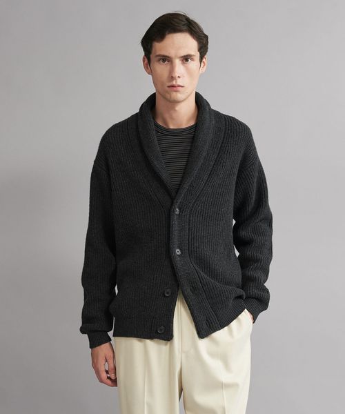 SOVEREIGN＞ウール カシミヤ アゼ ショールカラー カーディガン