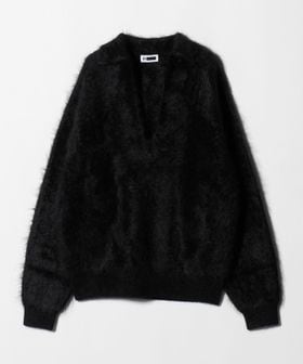 H＞カシミヤファー アゼ スキッパー ニット