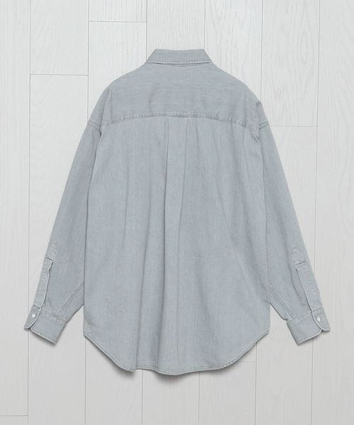 H＞アイスウォッシュ デニムシャツ